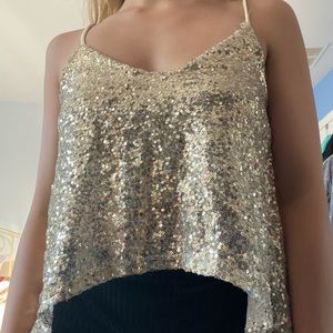 Sequin gold top